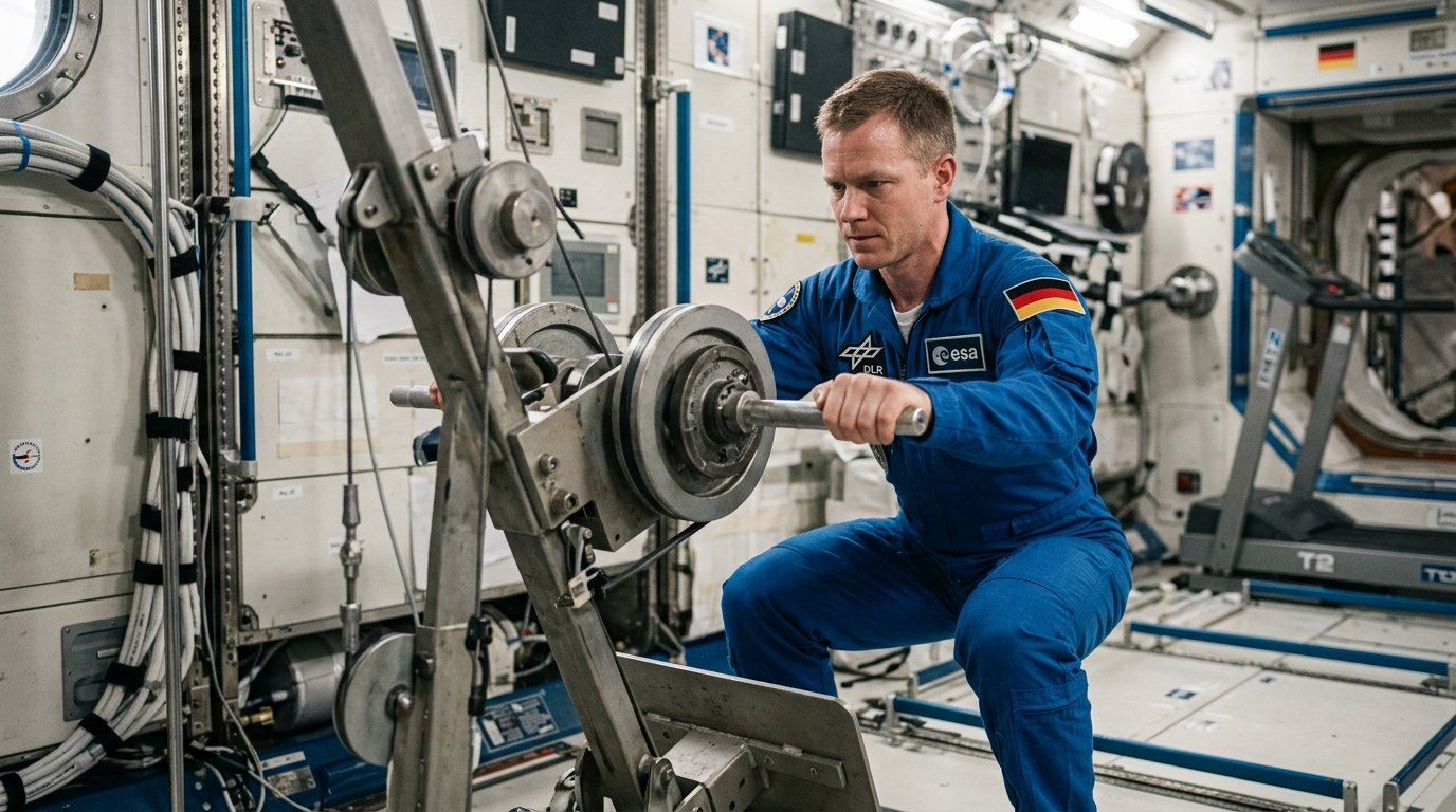Die Astronauten machen 2h30 Sport pro Tag in Schwerelosigkeit, hier wie