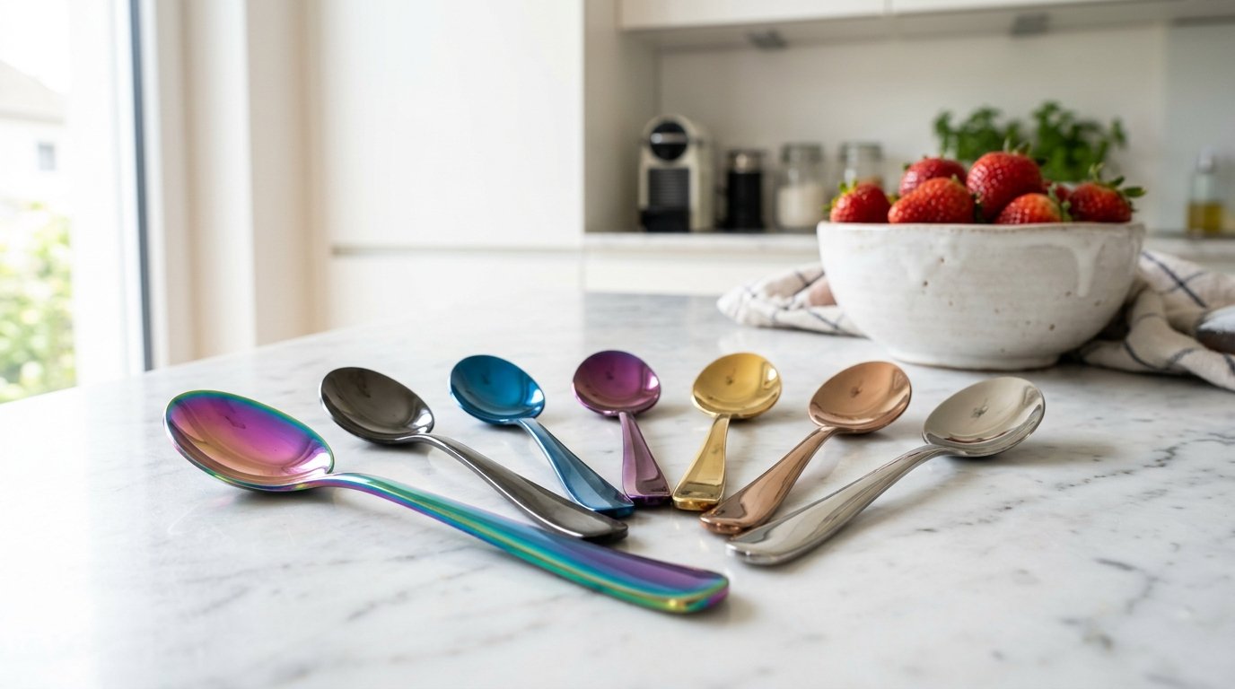 „Meine Tochter und ich, wir lieben es!!!“ : diese wunderschönen farbigen Dessertlöffel sind bei Amazon zu kleinem Preis erhältlich